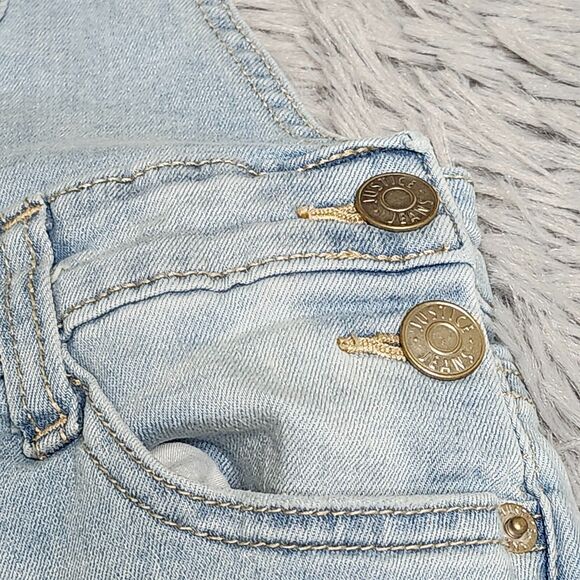 Justice Jeans Overalls Teens Juniors 12 Womens Light‎ Blue Denim Skinny Cuffed - Picture 6 of 16